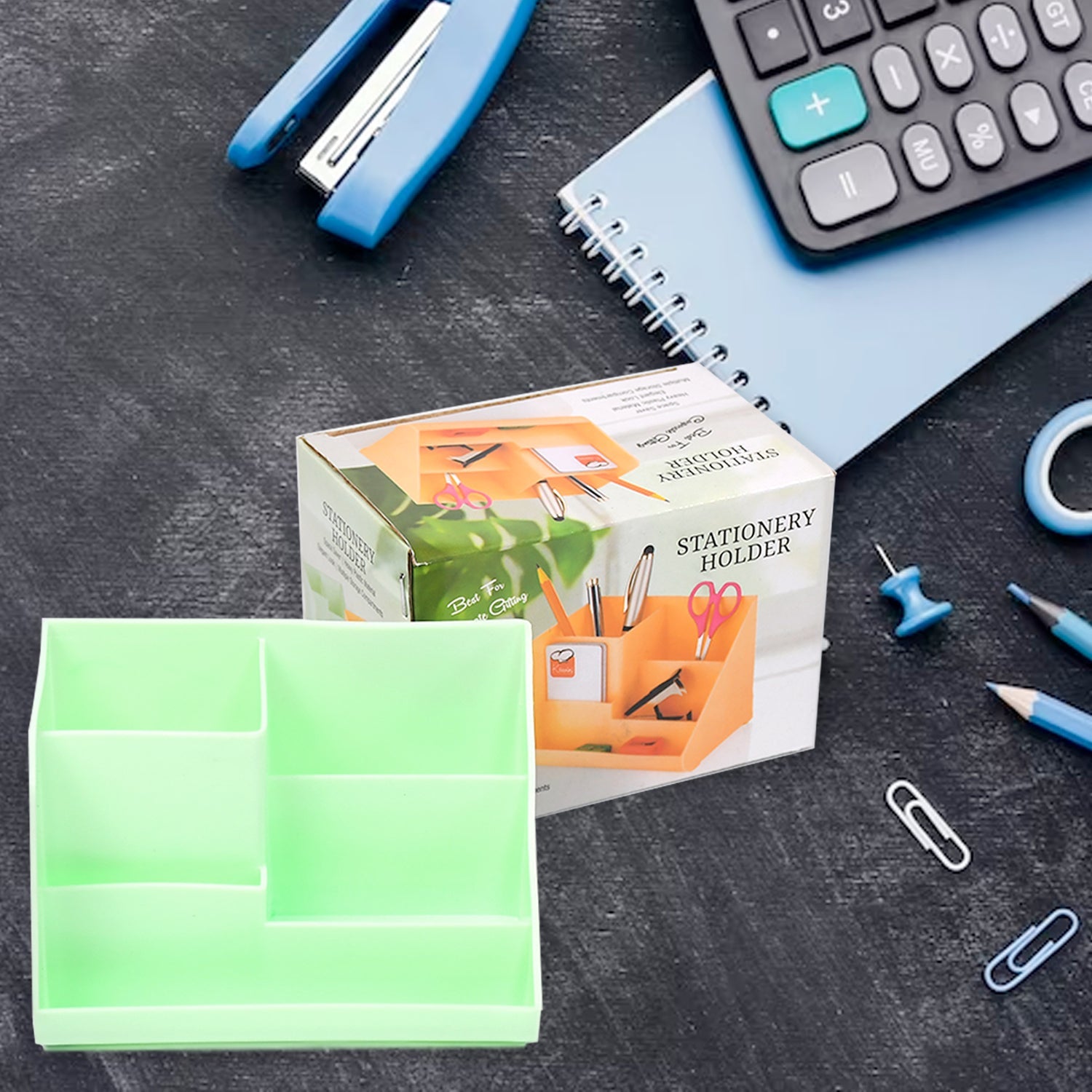 4521 Stationary Holder Desk Organizer Space Saver Storage Stand Pen, Pencil Holder Multi Compartments Stationery Holder ( Color Box ) DeoDap 4521 Stationary Holder Desk Organizer Space Saver Storage Stand Pen, Pencil Holder Multi Compartments Stationery Holder ( Color Box ) DeoDap